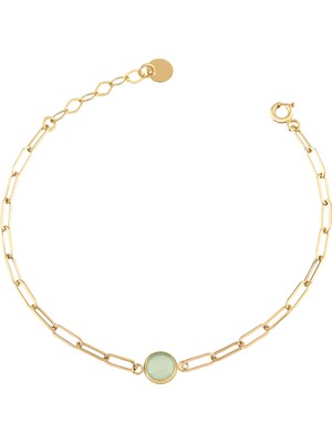 Debora Jewelry 14 Ayar Altın Yeşil Kuvars Taşlı Ataç Modeli Bileklik