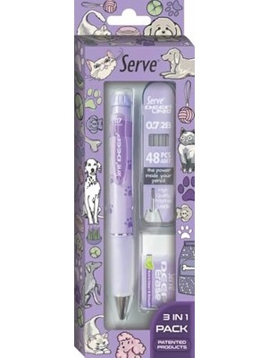 Ertürk Store Doğa Desenli Deep Kalem, Deep Silgi ve Deep Min, 0.7 Mm, Lavanta