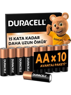 Duracell Aa Alkalin Kalem Pil (10'lu Paket) 1,5 V LR6/MN1500