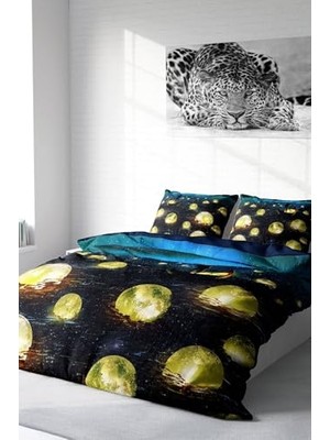 Ertürk Store Çift Kişilik Nevresim Takımı Özel Dokuma Pamuk Saten 3D Digital Moon River, MONOHOME18900HF