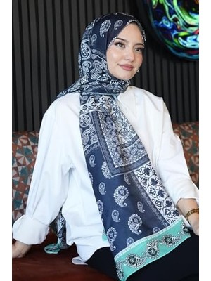 Ertürk Store Paisley Desenli Lacivert Soft Pamuk Şal