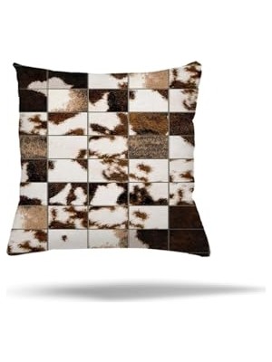 Ertürk Store Dana Derisi Desenli Gizli Fermuarlı Yastık Kılıfı, Kahverengi-Beyaz 45 x 45
