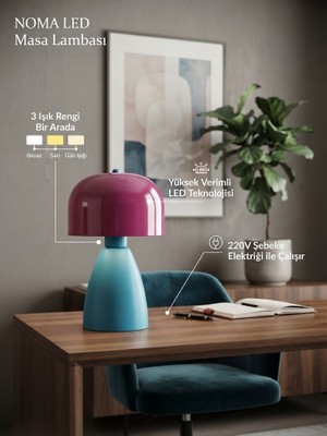 Longing Lighting Noma Ledli Masa Lambası Turquoise & Fuchsia