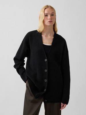 Gap Kadın Siyah Cashsoft Oversized Triko Hırka