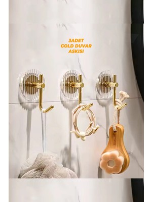 Maison Luré 3 Adet Gold Duvar Askısı Güçlü Yapışkanlı Vida Gerektirmez Yüksek Ağırlığa Banyo Askısı