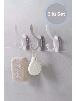 Maison Luré 3 Lü Banyo Ev Askısı Kolay Montaj Duvara Yapışabilen Çok Renkli Banyo Askısı