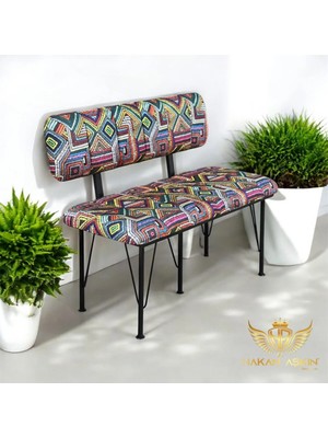 Maison Luré Siyah Metal Ayaklı Metal Alt Kasalı Sırtlı Bench & Bank Puf & Bench