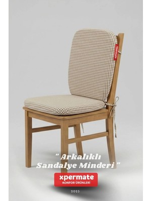 Maison Luré Sırtlıklı Sandalye Minderi 42X42 Fermuarlı Yıkanabilir Kılıf Bağcıklı