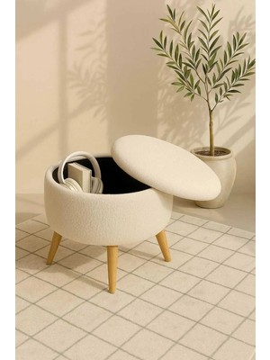 Maison Luré Ahşap Retro Ayaklı Dekoratif Sandıklı Puf Puf & Bench