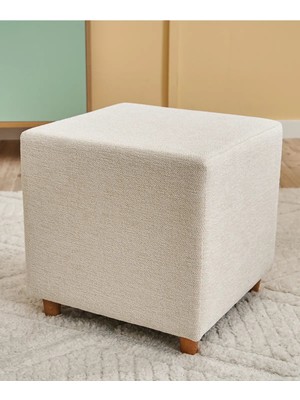 Maison Luré Ahşap Ayaklı Puf - Krem Puf & Bench