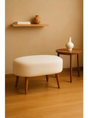 Maison Luré Ahşap Retro Ayak Dekoratif Peluş Tabure Puf & Bench
