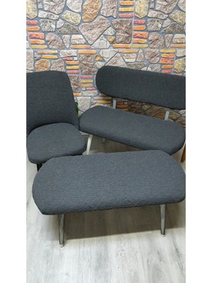 Maison Luré Püf Bench Takım Kılıfı Jakar Kumaş 2 Sandalye 1 Bench 1 Püf Puf & Bench
