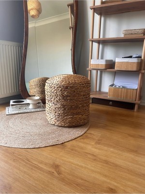 Maison Luré Su Sümbülü Hasır Puf Puf & Bench