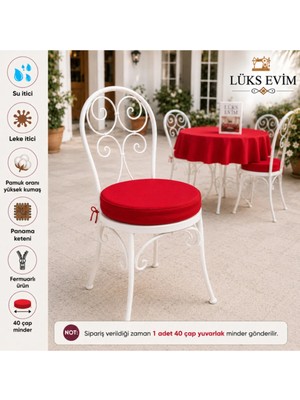 Maison Luré Yuvarlak Kırmızı Sandalye Minderi- Lüks Evim