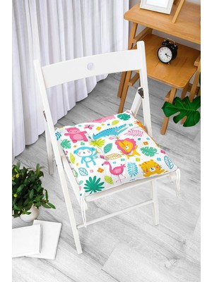 Maison Luré Sevimli Hayvanlar Desenli Pofidik Sandalye Minderi