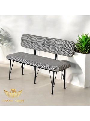 Maison Luré 120 cm Metal Ayaklı Metal Alt Kasalı Sırtlı Bench Bank Puf & Bench
