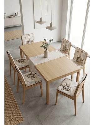 Maison Luré 6'lı Arkalıklı Sandalye Minderi Seti Bağcıklı Yumuşak Oturak Minderi
