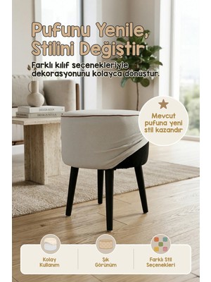Maison Luré Yıkanabilir Puf Tabure Kılıfı 40X22 Meek Gri Puf & Bench