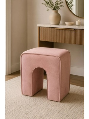 Maison Luré Dekoratif Puf Tabure Pembe Baby Face Kumaş 43X37X43 cm Puf & Bench