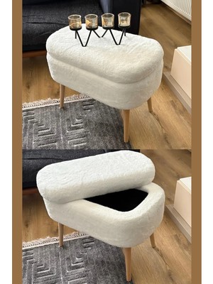 Maison Luré Wellsoft Kırık Beyaz Sandıklı Puf Kedi Yatağı Puf & Bench