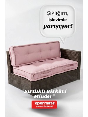 Maison Luré Kalorifer Önü Palet Üstü Bahçe Balkon Minderi 60X120 Pembe Sandalye Minderi