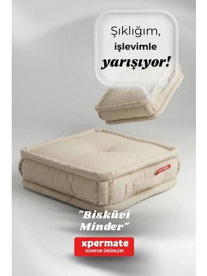 Maison Luré Bisküvi Minder 45X45 Kalın Pofuduk Palet Balkon Bahçe Minder Bej Sandalye Minderi