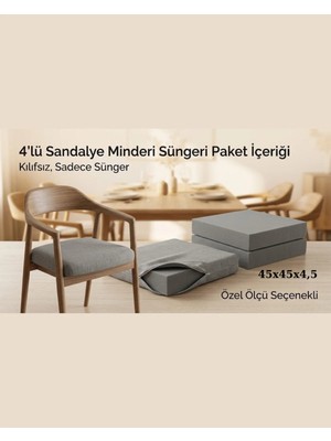 Maison Luré Gri Sünger 45X45X4,5 cm Sandalye Minderi Için