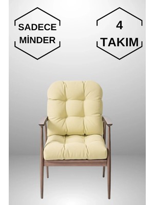 Maison Luré Sandalye Minderi 45X45 cm Oturma ve Sırt 4 Takım Bej Renk 45X45 cm
