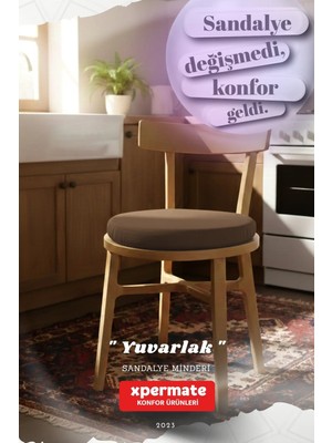 Maison Luré Yuvarlak Sandalye Minderi Su Yağ Itici Bağcıklı Yıkanabilir 40 cm Kahvereng