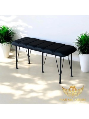 Maison Luré Siyah Metal Ayaklı Puf & Bench