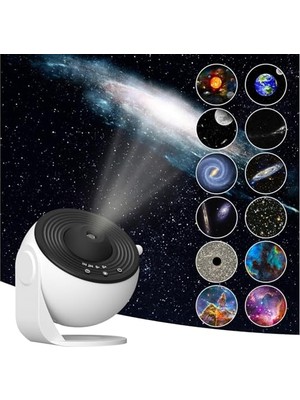 Marmara Avm Planetaryum Galaksi Projektörü Gece Lambası, 12 Adet Full Hd Uzay Projeksiyon Diski, Ayarlanabilir Odak, Zamanlayıcılı