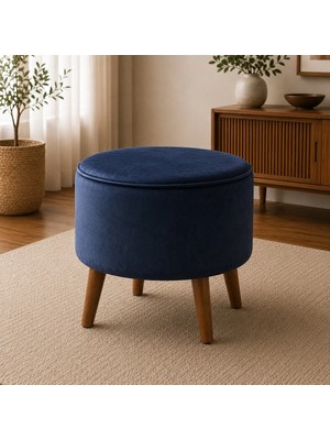 Maison Luré Yuvarlak Ahşap Ayaklı Dekoratif Puf Puf & Bench