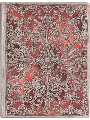 Marmara Avm Garnet Ultra Unlined Softcover Journal, 100 Gsm By Paperblanks (Silver Filigree Collection), 176PG