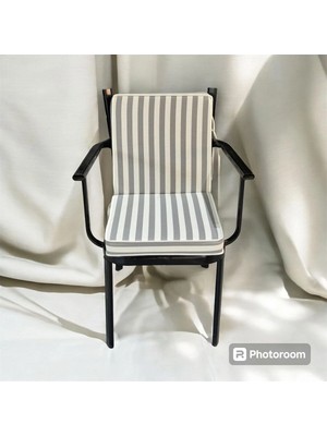 Maison Luré 40*80 Gri Çizgili Sırtlı Sandalye Minderi