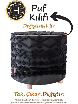 Maison Luré Yıkanabilir Puf Tabure Kılıfı Tak-Çıkar-Değiştir-Yenile Orta Sehpa Kılıfı S Puf & Bench