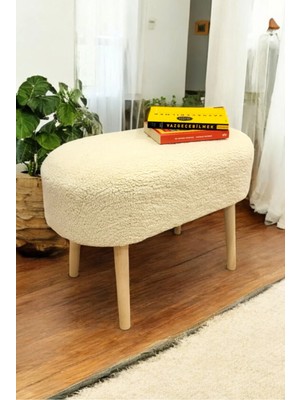 Maison Luré Geniş Oturumlu Bej Teddy Kumaş Puf Puf & Bench