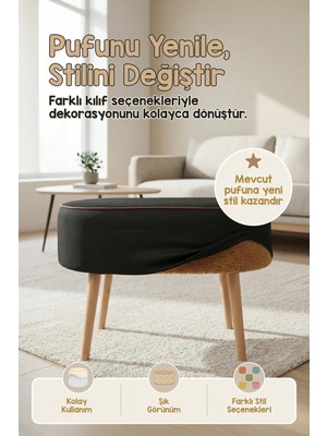 Maison Luré Yıkanabilir Puf Tabure Kılıfı 59X37X17 Siyah Puf & Bench