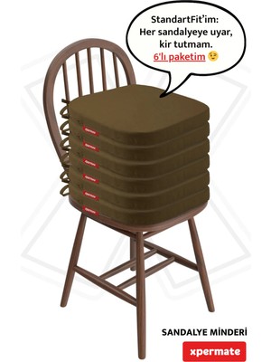 Maison Luré 6'lı Sandalye Minderi 42X42 cm Su Yağ Itici Fermuarlı Bağcıklı Yıkanabilir