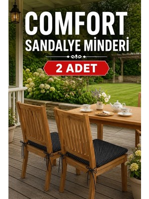 Maison Luré 2 Adet Bağcıklı Özel Dikişli Süngerli Pamuklu Kumaş Sandalye Minderi