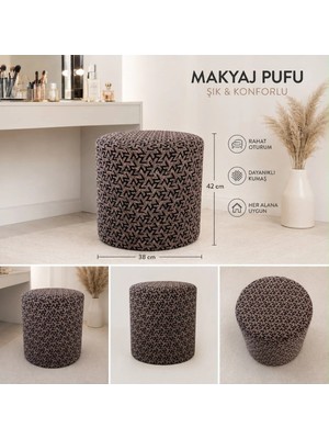 Maison Luré Dekoratif Makyaj Pufu – Şık Desenli Yuvarlak Puf Oturak Puf & Bench 38X42 cm