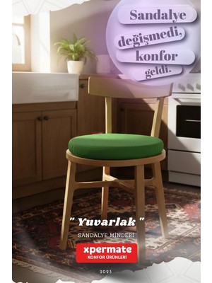 Maison Luré Yuvarlak Sandalye Minderi Su Yağ Itici Yıkanabilir 40 cm Yeşil