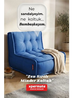 Maison Luré Sırt Destekli Oturma Minderi 80X60 Yıkanabilir Fermuarlı Sandalye Minderi