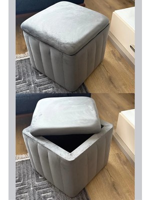 Maison Luré Antrasit Çok Amaçlı Sandıklı Dekoratif Kedi Yatağı Pufu Puf & Bench