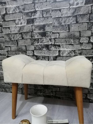 Maison Luré Puf, Puf. Bej Ahşap Ayak Çima Dikiş Spor Modern Tasarım Puf & Bench