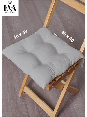 Maison Luré Gri Renkli Bağcıklı Pofuduk Sandalye Minderi 40X40 cm