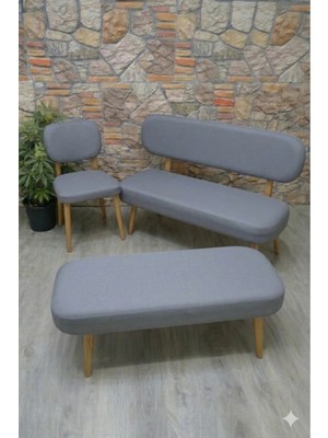 Maison Luré Lakos Bench 1 Puf 2 Elma Sandalye Kılıfı Seti Puf & Bench