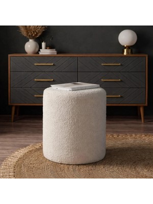 Maison Luré Silindir Puf 45 cm Yükseklik Dekoratif Makyaj Pufu Puf & Bench