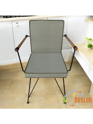 Maison Luré 40X80 Yeşil Zikzak Desenli Biyeli Sırtlı Sandalye Minderi