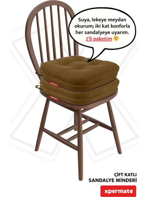 Maison Luré 2’li Sandalye Minderi 42X42X8 cm Kalın Çift Kat Pofidik Fermuarlı Leke Tutm