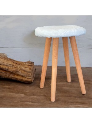 Maison Luré Gürgen Ahşap Retro Ayak Dekoratif Pelüş Puf Tabure Puf & Bench